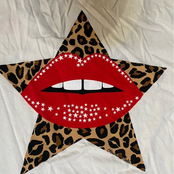 New Lauren Moshi Leopard Star Lip Tee - Picture 2 of 9